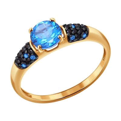 Золотое кольцо с топазом Swarovski