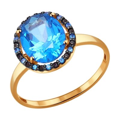 Кольцо из золота с топазами Swarovski и фианитами