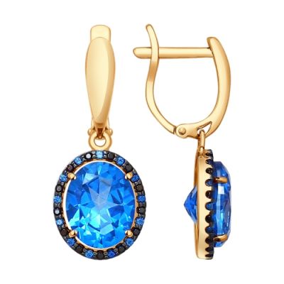 Серьги из красного золота с топазом Swarovski