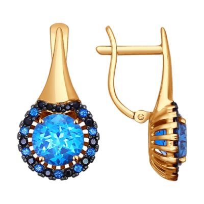 Серьги из золота с топазом Swarovski