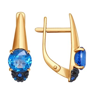 Золотые серьги с топазом Swarovski