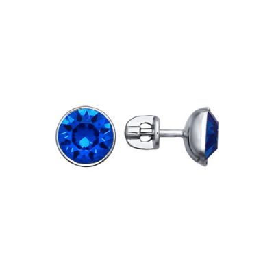 Пусеты с синими кристаллами swarovski