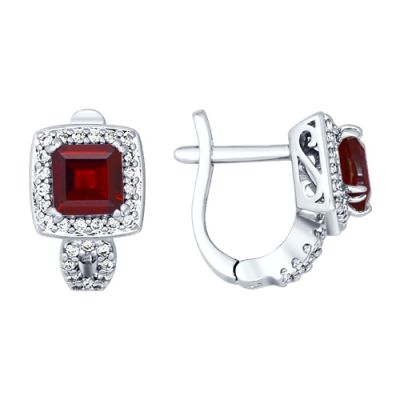 Серебряные серьги с гранатом