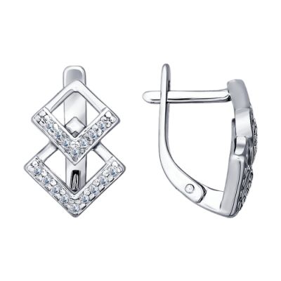 Серьги «Ромбы» из серебра