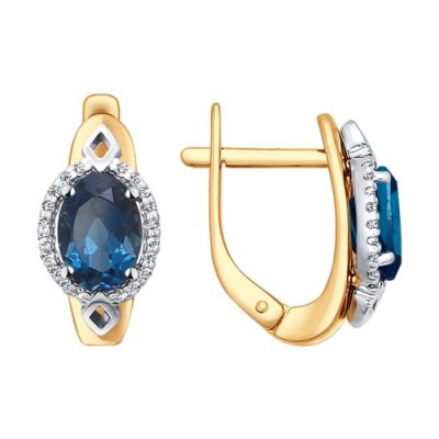 Серьги с топазом london blue