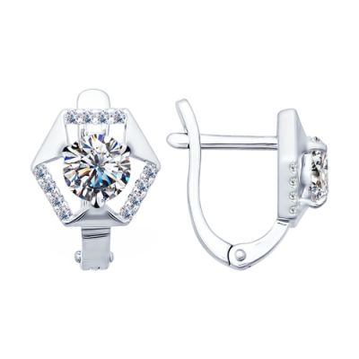 Серьги из серебра с фианитами