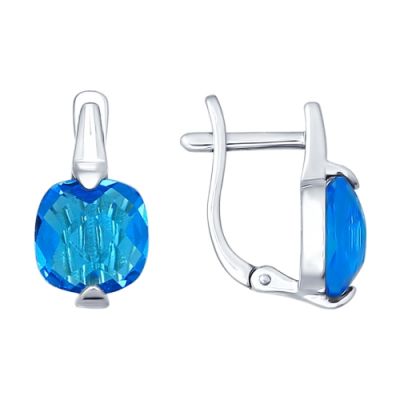 Серьги из серебра со стеклянной вставкой