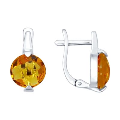 Серьги из серебра с круглой вставкой
