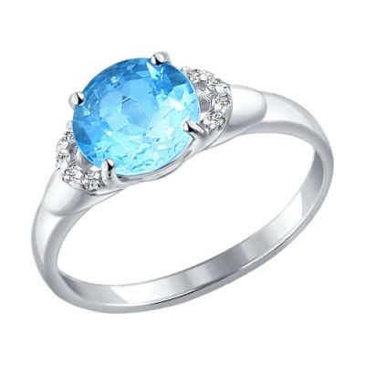 Серебряное кольцо с круглым топазом
