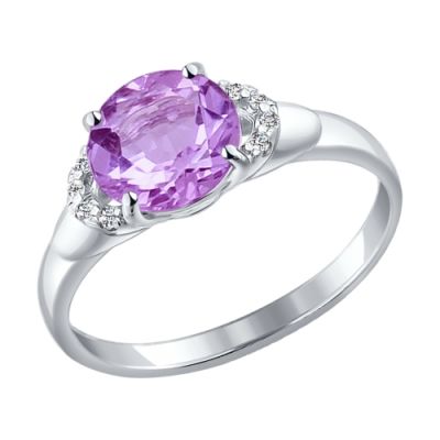 Серебряное кольцо с круглым аметистом