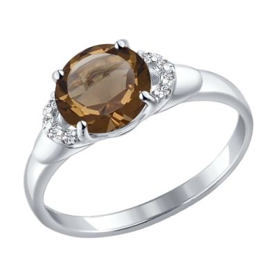 Серебряное кольцо с круглым раухтопазом