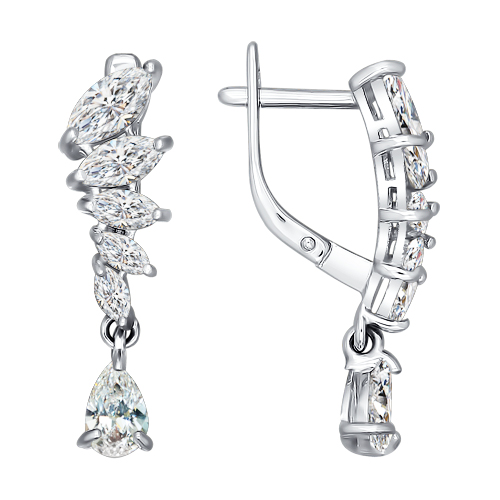 Серьги из серебра 925 пробы с фианитами фото