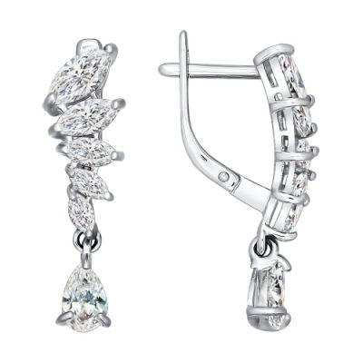 Серьги из серебра 925 пробы с фианитами