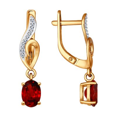 Серьги из золота с гранатами