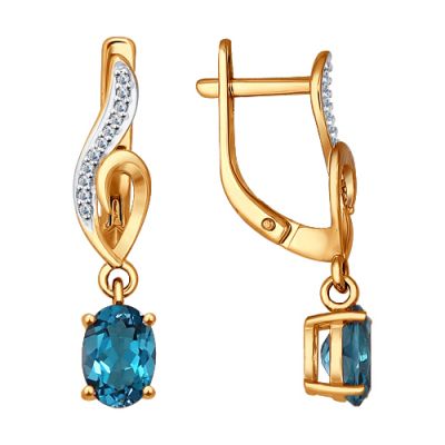 Серьги из золота с топазом london blue