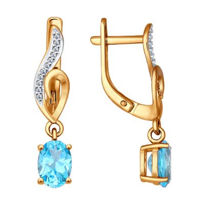 Серьги из золота с топазом sky blue