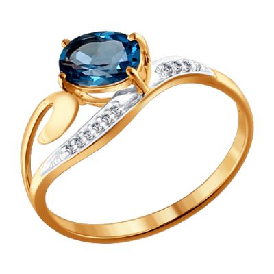 Кольцо из золота с топазом london blue