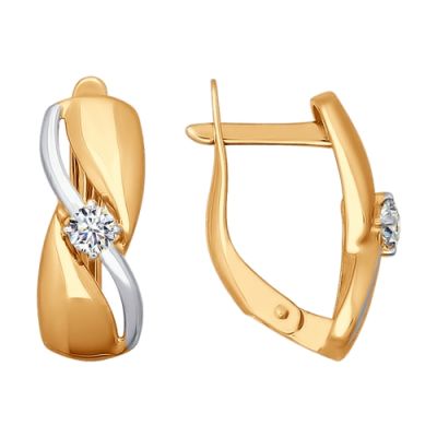 Серьги из красного золота с фианитом