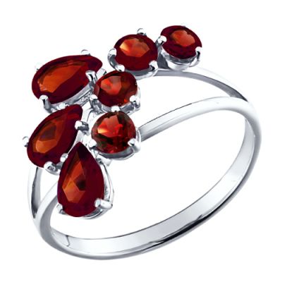 Серебряное кольцо с россыпью гранатов