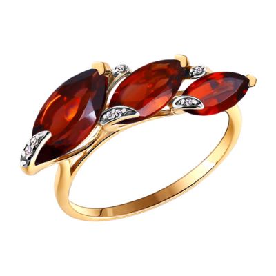 Кольцо с гранатами огранки «Маркиз»