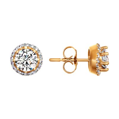 Серьги-пусеты из золота со Swarovski Zirconia
