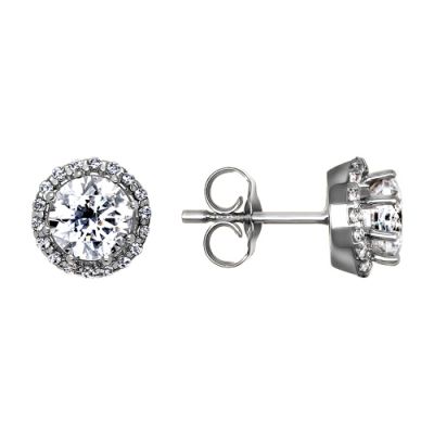 Серьги-пусеты из белого золота со Swarovski Zirconia