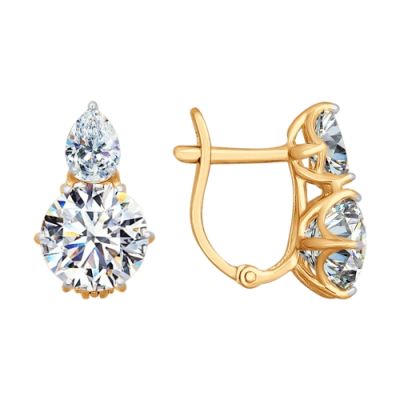 Золотые серьги с двумя Swarovski Zirconia