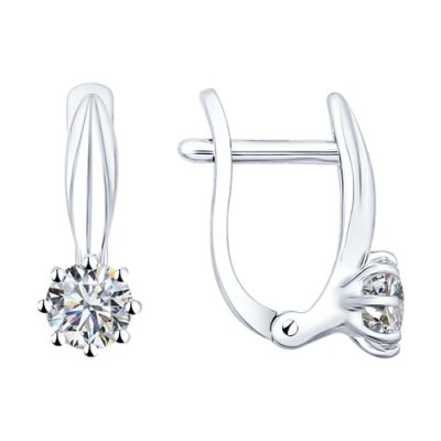 Серьги из серебра с фианитом