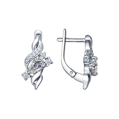 Изящные серьги из серебра с фианитом
