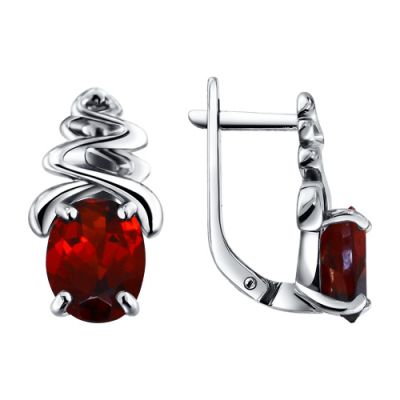 Серьги из серебра с гранатом