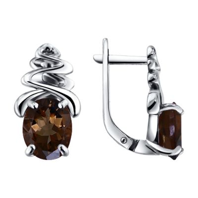 Серьги из серебра с раухтопазом