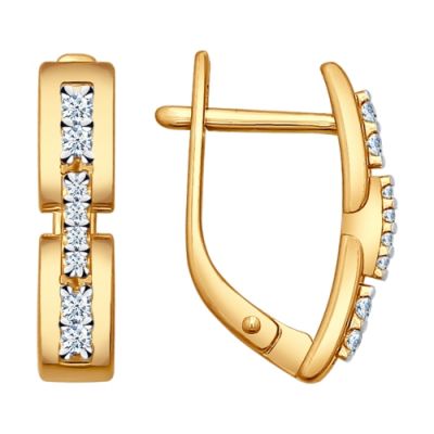 Серьги из золочёного серебра с фианитами