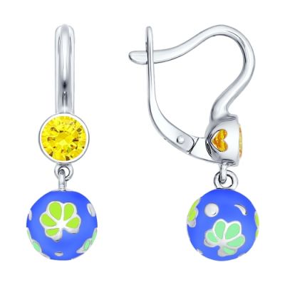 Серьги из серебра с искусной росписью