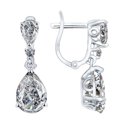 Серебряные серьги с крупными фианитами