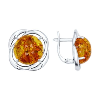 Серьги из серебра с янтарём