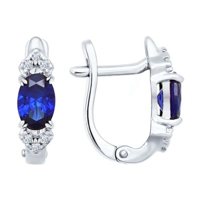 Серебряные серьги с сапфировым корундом