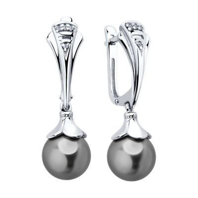 Серебряные серьги с жемчугом Swarovski