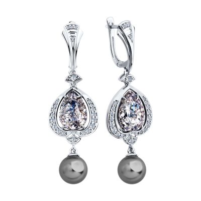 Серебряные серьги со вставками swarovski