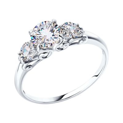 Кольцо из белого золота со swarovski огранки «Граф Орлов»