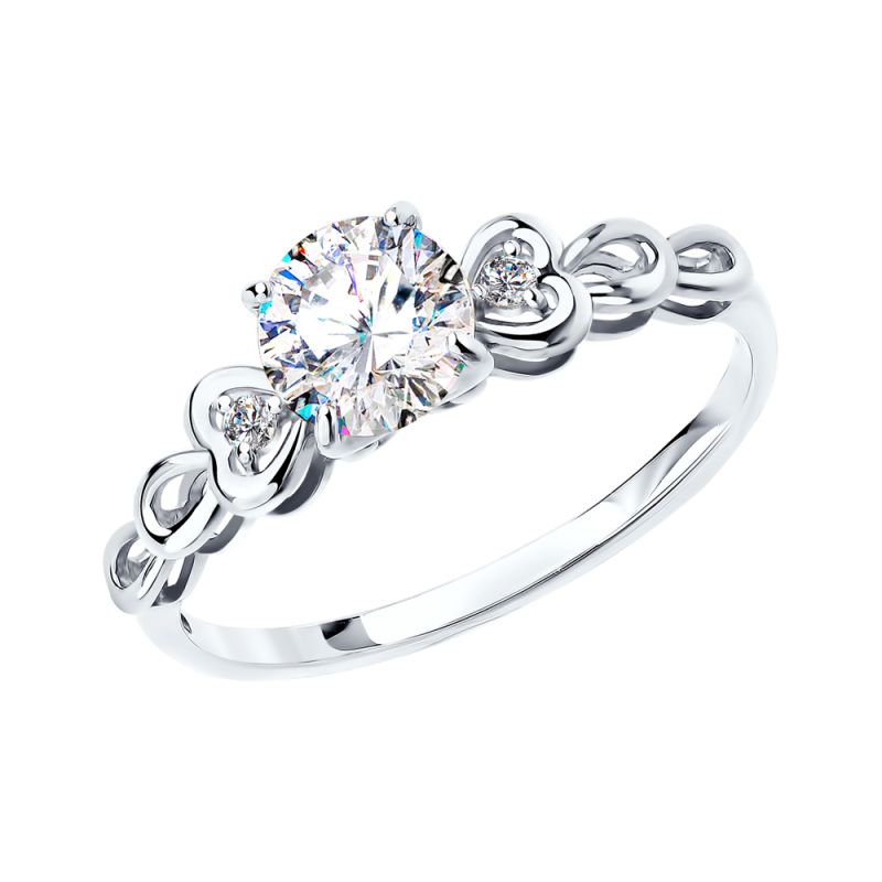 помолвочное кольцо из белого золота со Swarovski Zirconia фото