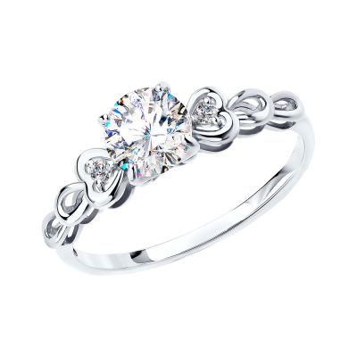 Помолвочное кольцо из белого золота со Swarovski Zirconia