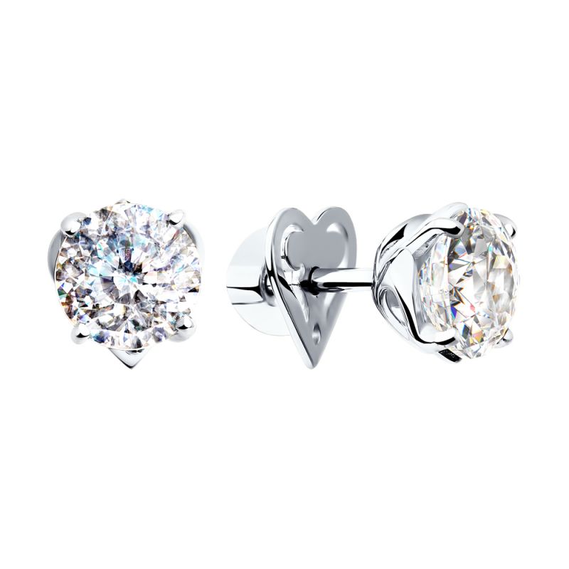 Пусеты из белого золота со Swarovski Zirconia фото