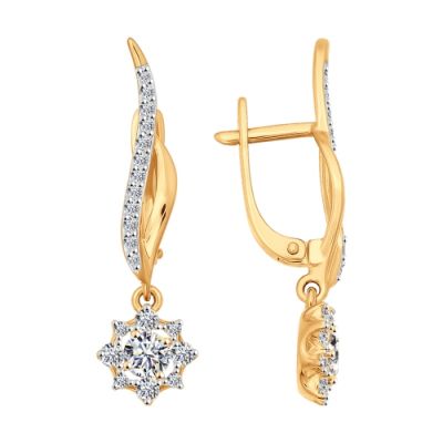 Золотые серьги со swarovski