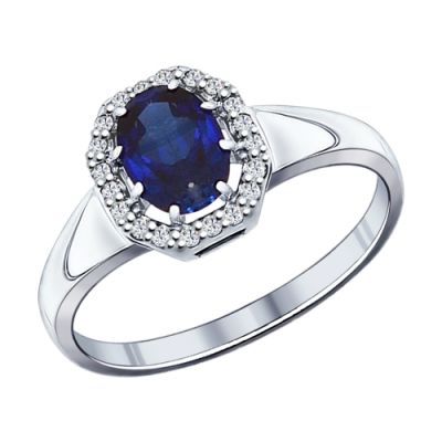 Серебряное кольцо с синтетическим сапфиром