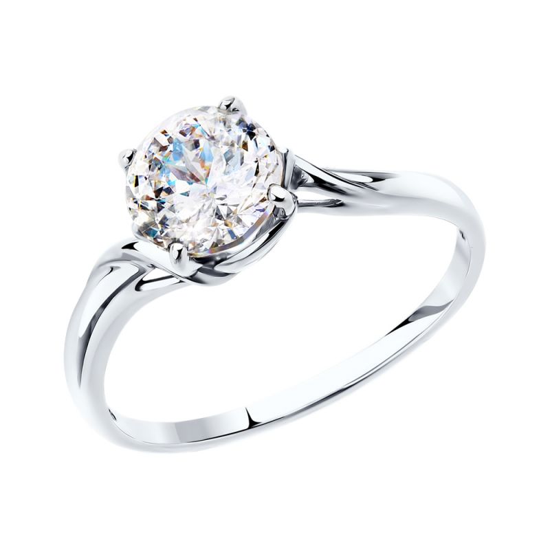 Кольцо из белого золота со swarovski «Граф Орлов» фото