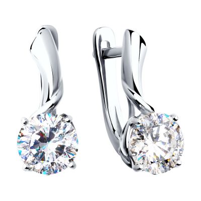 Серьги из белого золота со swarovski «Граф Орлов»