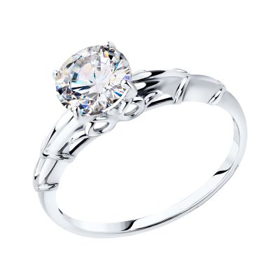 Утончённое кольцо из белого золота со swarovski