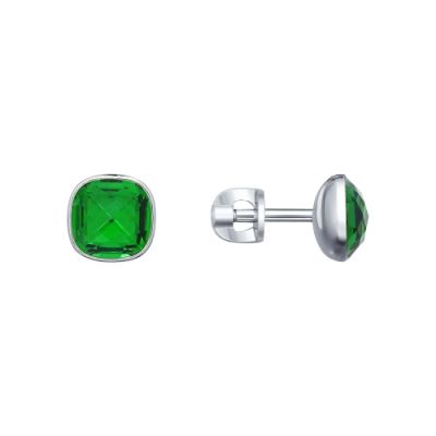 Серьги-пусеты с квадратным кристаллом swarovski