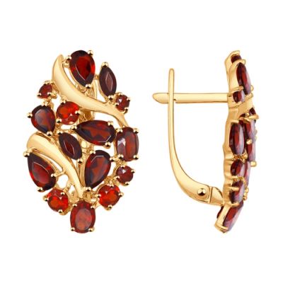 Серьги из золота 585 с гранатами