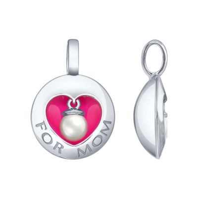 Серебряная подвеска с жемчугом «For Mom»